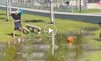 Life hack: how to get a ball out of water
