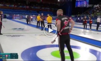 A skirmish at the Olympic curling: a Swede and a Canadian argued over touching a stone