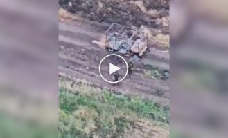 An unsuccessful attempt by the Russian military to shoot down a Ukrainian kamikaze drone in the Kharkov region