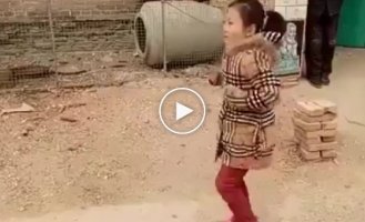 Talent has no age. Little girl shows tricks