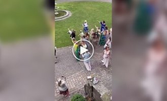 Ребенок поймал букет невесты на свадьбе