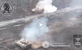 Destroying a Russian infantry fighting vehicle using a Bradley close to enemy equipment
