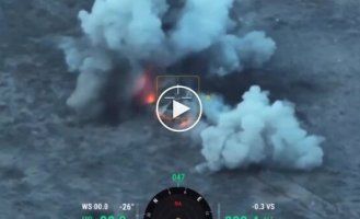 FPV drone Wild Hornets attacks a Russian tank, after which it is blown up by a mine