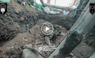 Clearing an enemy observation post by soldiers of the 3rd Brigade in the trenches of the Kharkov region