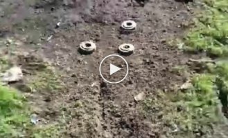 Demining with a drone. Possibly footage from training