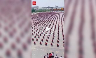 Сотні учнів кунг-фу тренуються одночасно в Китаї