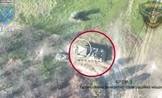 Ukrainian drone destroys Russian BREM-1 and Tunguska air defense systems on the left bank of the Kherson region