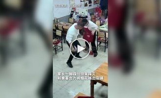 A boy set fire to fireworks in his parents' cafe