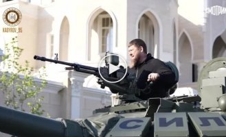 Kadyrov on a modernized T-72 tank