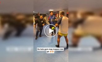 A demonstration of endurance: a man takes the brunt of the blows