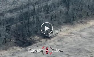 Russian MT-LB with a 100 mm MT-12 anti-tank gun, destroyed by a drone of the 74th reconnaissance battalion