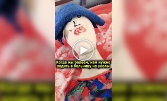 Homemade robot gives injection