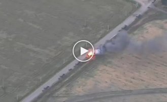 Ukrainian strikes on a column of the Russian army in Energodar, Zaporozhye region
