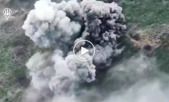 Mine explosion of a Russian BMP-3 with landing troops in the village of Novomikhailovka, Donetsk region