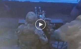 A mobile group shoots down a cruise missile from a machine gun mount