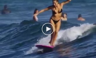 Surfer caught a wave