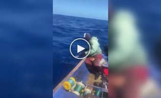 Hand fishing in the ocean