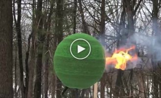 Burning ball. 42,000 matches were glued into a ball and set on fire