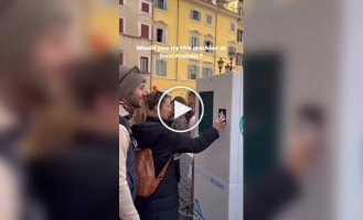 A terminal has been installed in Rome that throws a coin into a fountain for you