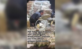 Выдувальщик мыльных пузырей для пингвинов