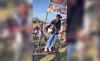 In India, an amusement park has invented a new carousel that has no analogues in the world