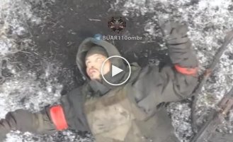 An occupier rolls his eyes after a Ukrainian drone attack near Avdiivka