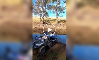Mini-fishing in a mini-boat with a mini-fisherman and a plush fish