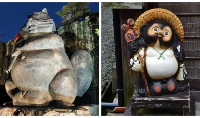 A statue of the mischievous raccoon dog Kincho and its story (9 photos)