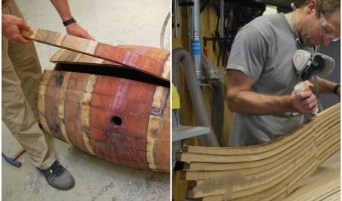The man made a stylish table from unnecessary wine barrels (27 photos)