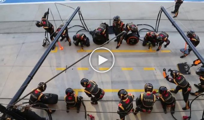 Как команда Lotus меняет колеса на Формуле 1