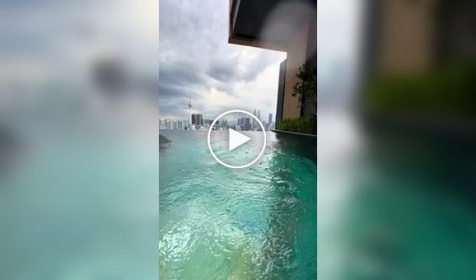 Unusual transparent swimming pool at altitude