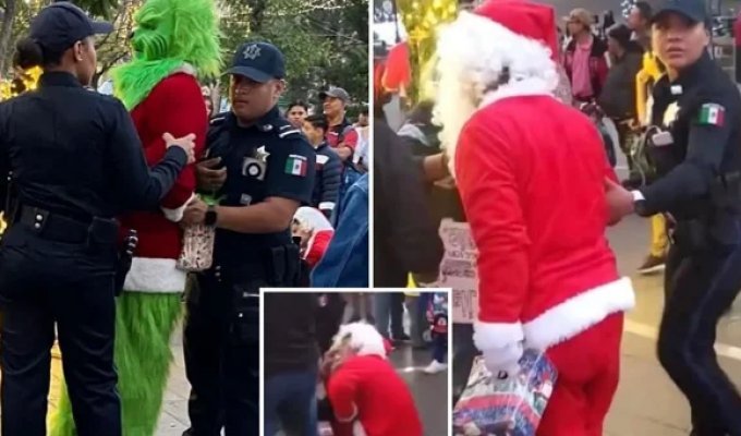 Santa Claus and the Grinch fought over tips (5 photos + 1 video)