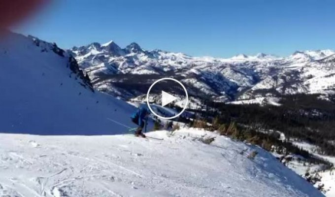Удивительный прыжок на лыжах