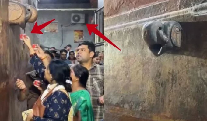 Pilgrims of an Indian temple mistook air conditioner condensate for holy water (6 photos)