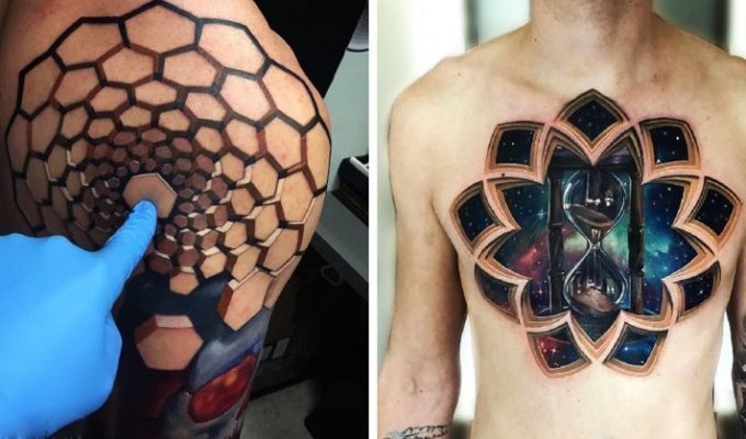 Тату-мастер создаёт трёхмерные татуировки, которые показывают фантастические миры, скрывающиеся под кожей (16 фото)