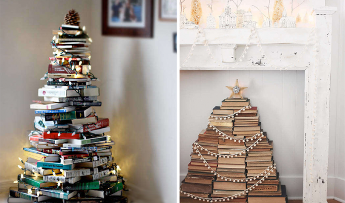 Оригинальные и стильные новогодние елки для книголюбов (17 фото)