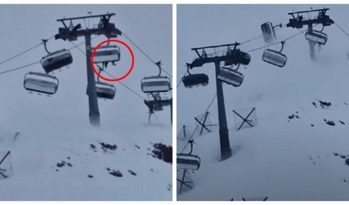Horror on the cable car: bad weather hit a ski resort in Italy (4 photos + 1 video)
