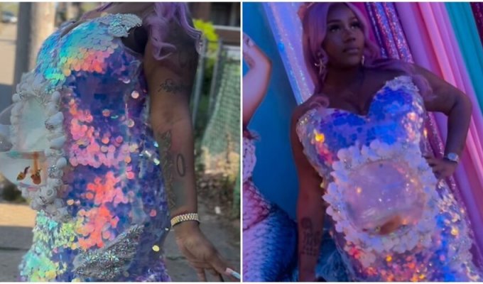 A dress with live fish was criticized online (4 photos + 1 video)