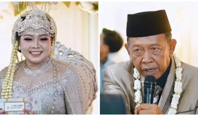 74-year-old Indonesian paid 3 billion rupiah to marry a 24-year-old woman (4 photos)