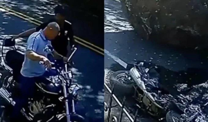 Мгновение до катастрофы: мотоциклисты чудом спаслись от падающих камней (3 фото + 1 видео)