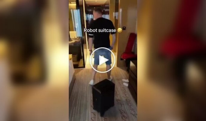 A smart suitcase tries to follow a person