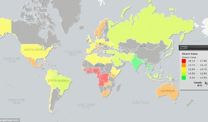 Жесткая конкуренция! Всемирная географическая карта размеров пениса (5 фото)