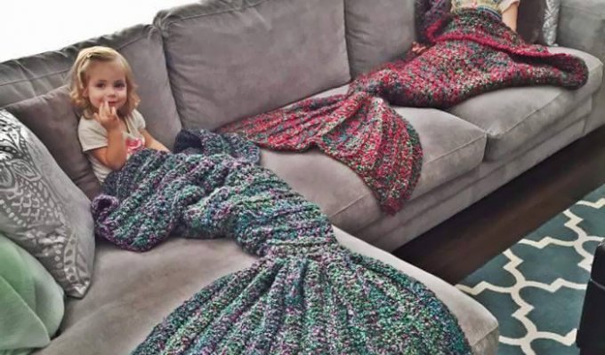 Вязаные одеяла в виде хвоста русалки от Мелани Кэмпбелл (5 фото)