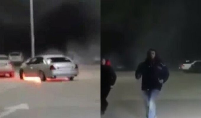 "Дай огнетушитель!": омский дрифтер едва не сгорел после демонстрации понтов (5 фото + 1 видео)