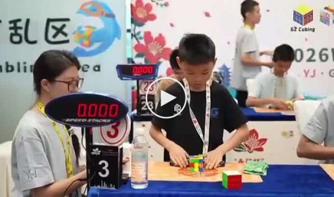 A boy sets a new world record for solving a Rubik’s Cube