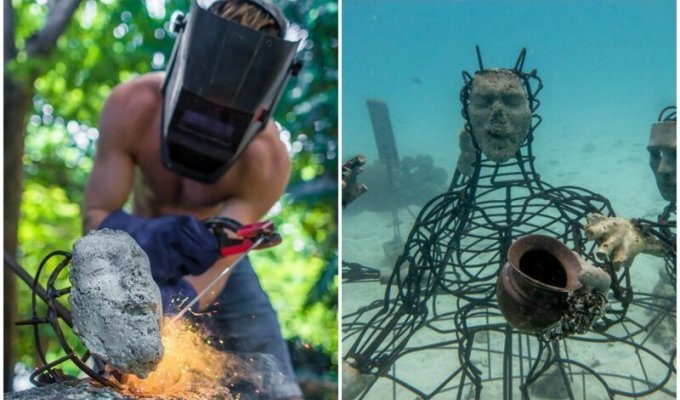 Американец смастерил подводную скульптуру для спасения кораллов (14 фото)