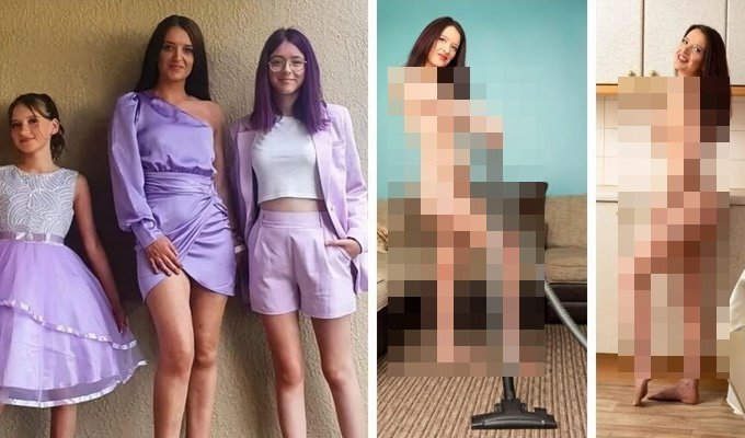 The mother of two daughters explained why she walks around the house completely naked (8 photos)