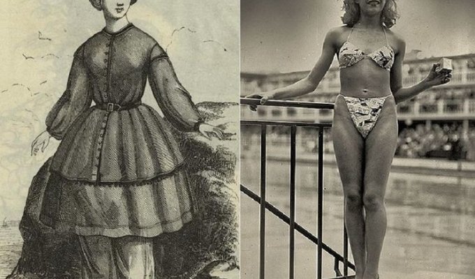 Эволюция купальника: от громоздких платьев до бикини (7 фото)