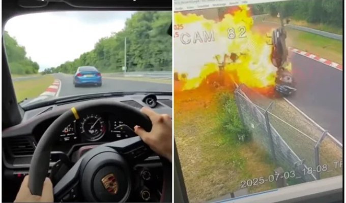 Не все покатушки на Нюрбургринге заканчиваются хорошо (3 фото + 1 видео)