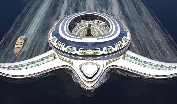The concept of a terayacht - a huge floating city that can accommodate 60,000 people (10 photos)